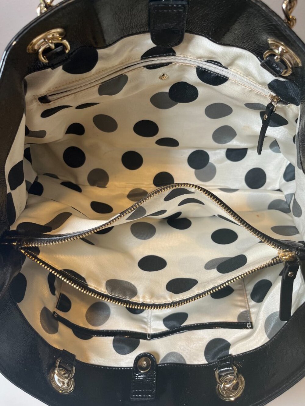 Kate Spade New York Black Patent Leather Deborah Lloyd Era Tote Chain Strap - Picture 13 of 14
